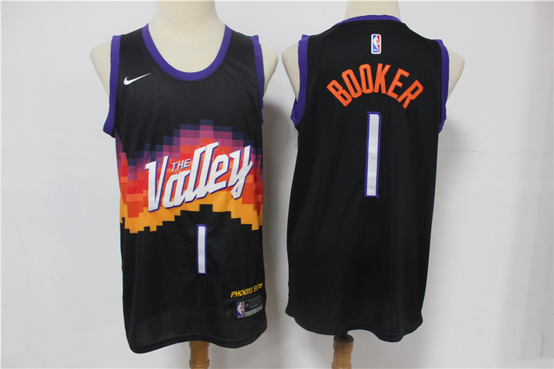 Cheap Men Phoenix Suns 1 Booker Black Nike City Edition NBA Jerseys